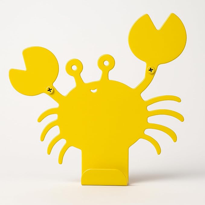 Cute Crab Wall Hook – Heavy-Duty Metal Hook for Hanging Coats, Backpacks, Towels & More – Fun Kids’ Wall Hooks for Bedroom, Playroom, Nursery & Bathroom – Decorative & Durable (Yellow)