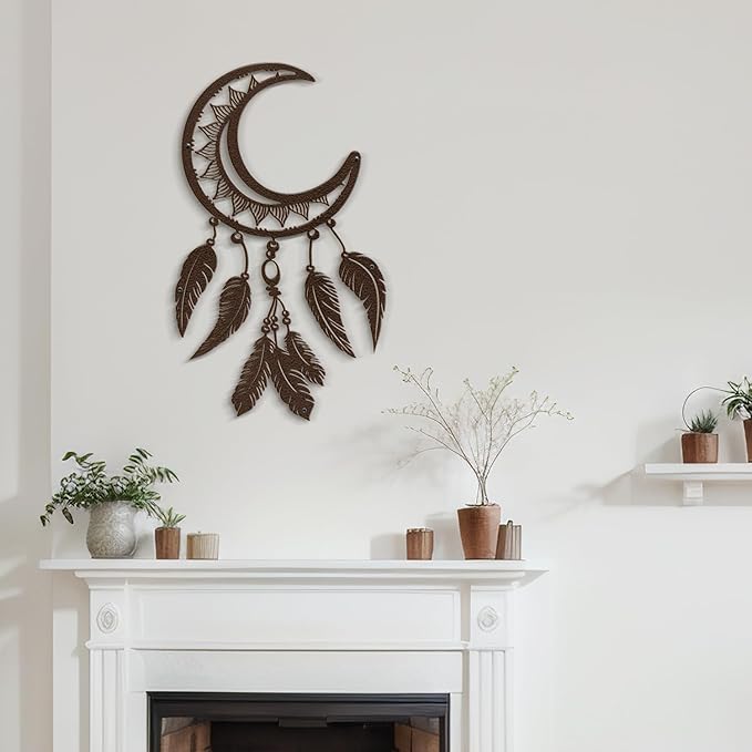 SIGNLEADER Metal Wall Art Decor Nordic Moon Phases Modern Abstract Wall Sculpture Hangings Home Decoration for Living Room, Bedroom, Bathroom, Kitchen, Outdoor - 18" Bronze