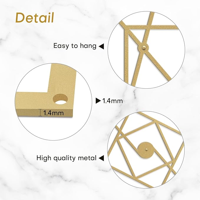 SIGNLEADER Metal Wall Decor Geometric Abstract Minimalist Modern Luxury Wall Sculpture Hangings 3D Statue Home Decoration for Living Room, Bedroom, Bathroom, Kitchen, Fireplace, Office - 24" Gold