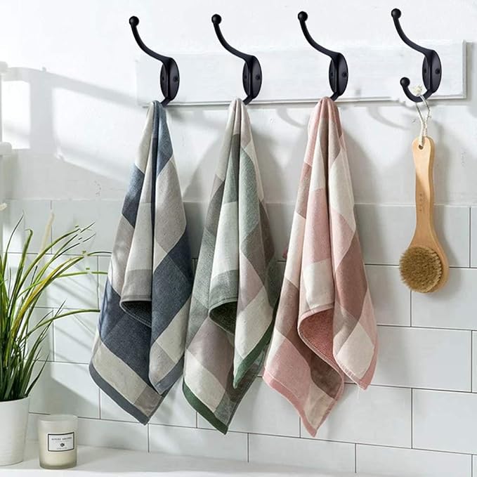 ZEYU 20Pcs Wall Hooks, Coat Hooks Hardware Heavy Duty Hooks for Hanging Coats Double No Rust Black Hook Wall Mounted with Screws for Key, Towel, Bags, Cup, Hat
