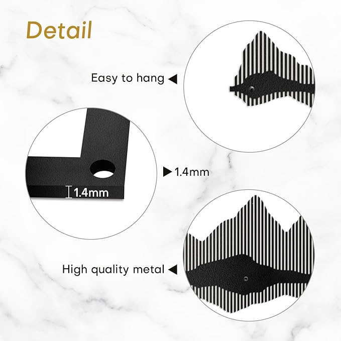 SIGNLEADER Metal Wall Decor Mountains Lines Minimalist Modern Luxury Wall Sculpture Hangings 3D Statue Home Decoration for Living Room, Bedroom, Bathroom, Kitchen, Fireplace, Office - 18" Black