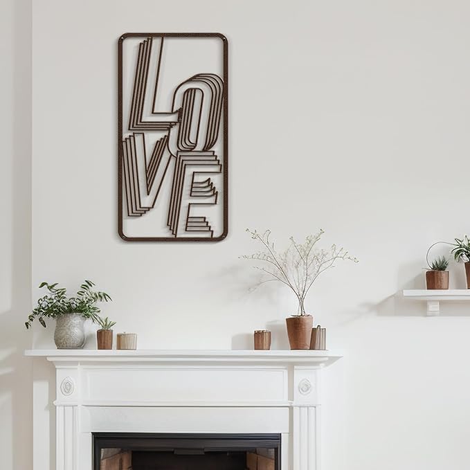 SIGNLEADER Metal Wall Art Decor The Love Modern Abstract Wall Sculpture Hangings Home Decoration for Living Room, Bedroom, Bathroom, Kitchen, Outdoor - 18" Bronze