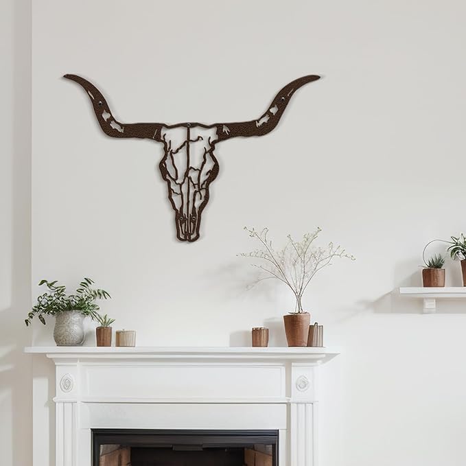 SIGNLEADER Metal Wall Art Decor Bull Head Minimalist Modern Abstract Wall Sculpture Hangings Home Decoration for Living Room, Bedroom, Bathroom, Kitchen, Outdoor - 18" Bronze