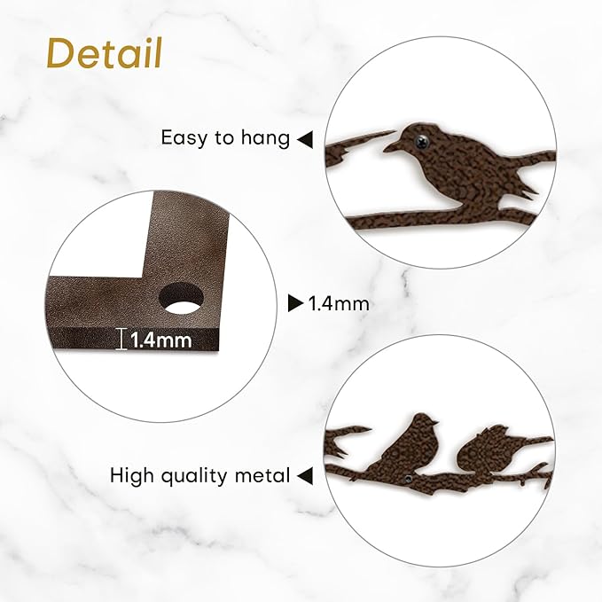 SIGNLEADER Metal Wall Art Decor Birds Standing on Branches Minimalist Modern Abstract Wall Sculpture Hangings Home Decoration for Living Room, Bedroom, Bathroom, Kitchen, Outdoor - 18" Bronze