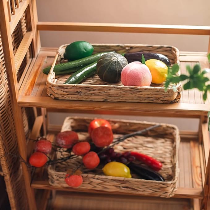 HODAKJUE Grass Weaving Tray, Grass Storage Bins for Fruit or Tea,Arts and Crafts. (Tray-A-M)