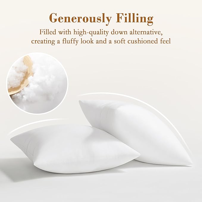 puredown® 20x20 Pillow Inserts, Fluffy Soft Square Form Sham Stuffer Set of 2, Decorative Throw Pillows for Couch, Sofa, Bed and Home Decor