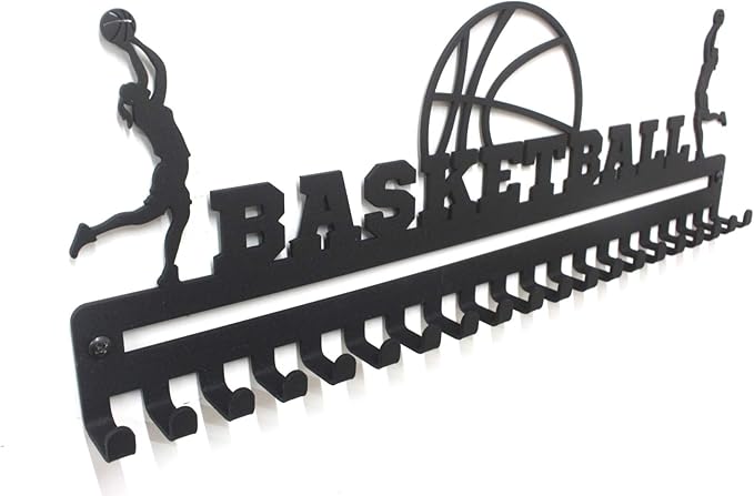 Sports Medal Hanger Display, Medal Holder Ribbon Display with Hooks, Key Holder & Award Rack for Wall, Great Gift for Kids and Adults