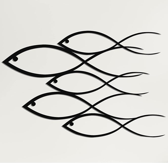 DEKADRON Metal Wall Decor, Fish Family,Home Decoration,Wall Sign, Metal Wall Art, Interior Decoration, Indoor Outdoor Hangings (18" W x 12" H / 45x30cm)