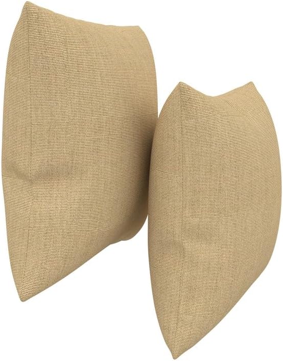 Covers & All Sunbrella Indoor/Outdoor Throw Pillows, Square Throw Pillows Inserts with Covers Set of 2 (Canvas Heather Beige, 16x16)