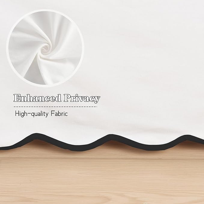HIG Off-White Chic Full Bed Skirt - Easy Fit Scallop Edge Pleated Bedskirts, 14 Inch Drop Anti-Slip Dust Ruffle, Thick Fabric for Enhanced Privacy, Pre-Washed for Long-Lasting Use(N60022)
