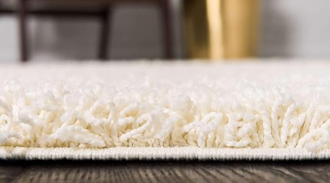 Unique Loom Solid Shag Collection Area Rug (2' 7" x 10' Runner, Pure Ivory)