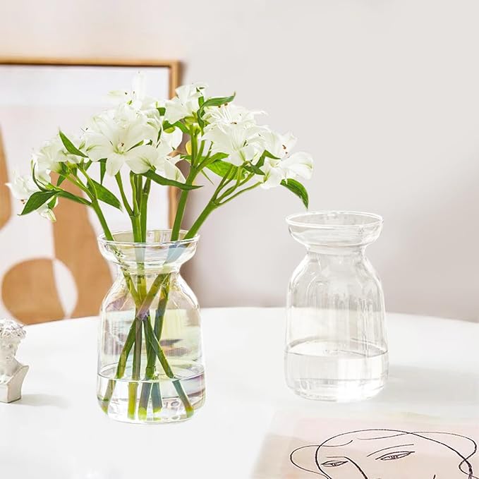 Gute Glass Vases for Decor, Modern Decorative Flower Vase Centerpieces Table Home Indoor Desk Decor Living Room, Kitchen, Office Wedding or Housewarming Gifts (Iridescent)