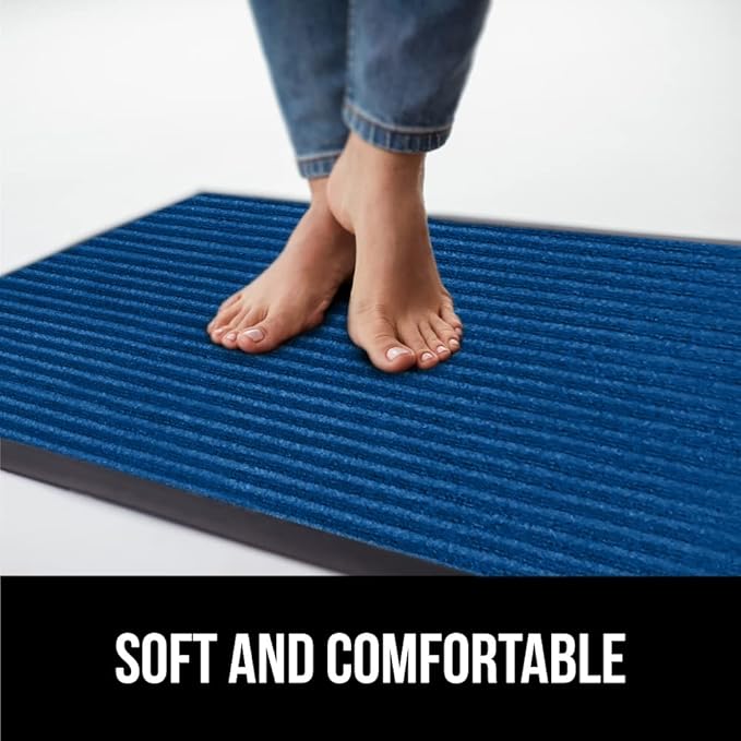 GORILLA GRIP Waterproof Traffic Guard Door Mat, 47x35, Heavy Duty Entryway Mats, Strong Backing Commercial Utility Rugs for Office Hallway, Garage Floor and Home, Low Profile Carpet Runner, Blue