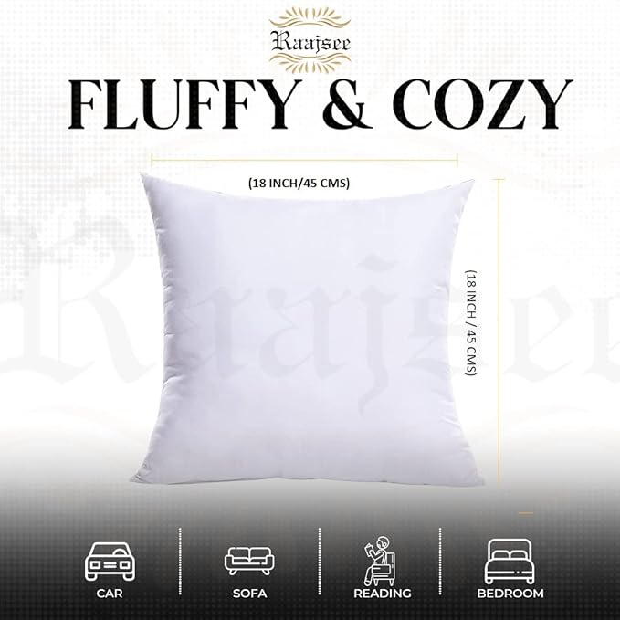 16x16 Pillow Inserts Set of 2, Firm and Fluffy Down Alternative Throw Pillows for Couch, Pillow Stuffing for Couch Sham Filler, Pillow Forms 16x16