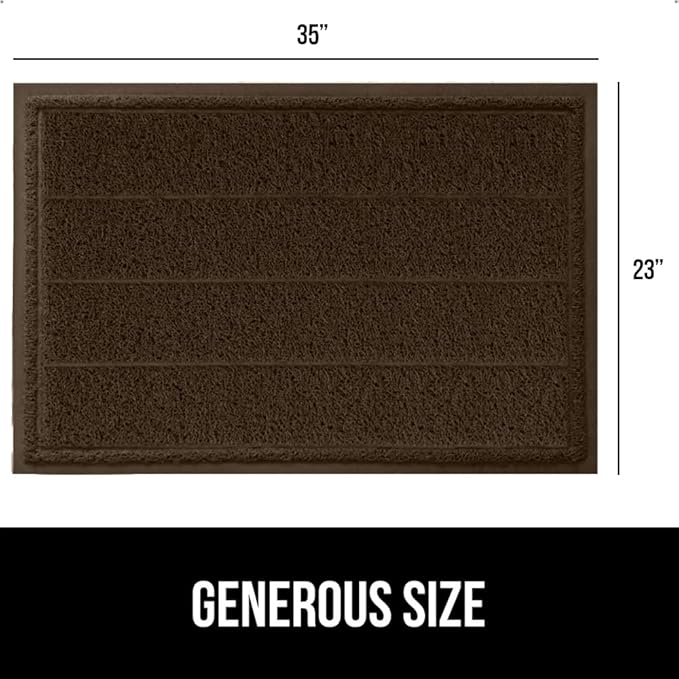 GORILLA GRIP Dirt Grabber Mesh Doormat, Low-Profile, Stain and Fade Resistant Heavy Duty Quick Dry Striped Doormats, Mats for Indoor or Outdoor Entry, Shoe Scraper, Garage Entrance Mat, 35x23, Brown