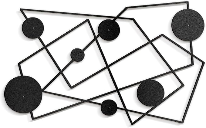 SIGNLEADER Metal Wall Decor Picasso Lines Geometric Minimalist Modern Luxury Wall Sculpture Hangings 3D Statue Home Decoration for Living Room, Bedroom, Bathroom, Kitchen, Fireplace, Office - 24" Black