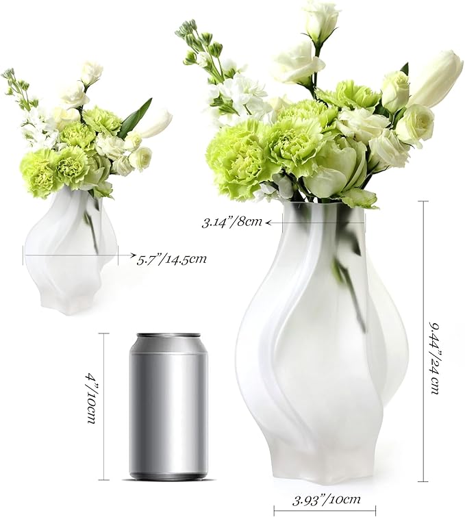 Modern Glass Flower Vase for Home Decor, Hexagonal Mouth Design, Elegant White Vase for Centerpieces, Living Room, Bedroom, Office, Wedding Decorations, Flower Shop