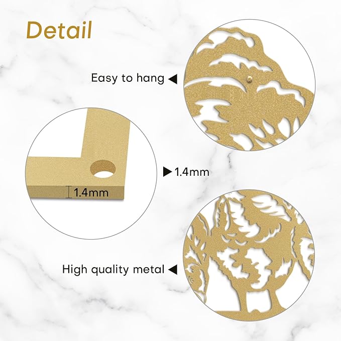 SIGNLEADER Metal Wall Art Decor Farmhouse Trio of Chickens Minimalist Modern Abstract Wall Sculpture Hangings Home Decoration for Living Room, Bedroom, Bathroom, Kitchen, Outdoor - 18" Gold