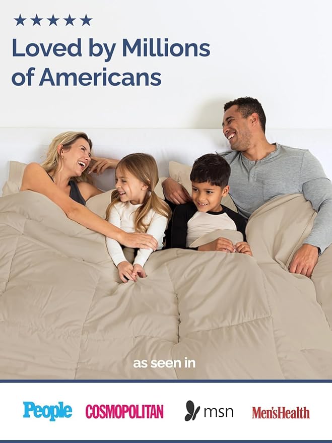 Cal King Size, Cream Alternative Down Comforter - Warm, Lightweight, Luxury and Breathable Hotel Quality Bedding Set - All Season Fluffy and Cozy Oversized Cooling Microfiber Duvet Insert Comforter
