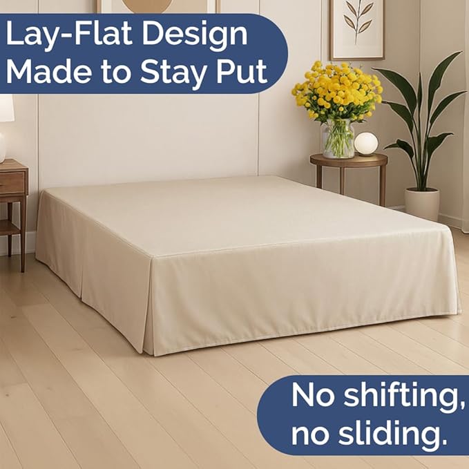 Pleated Bed Skirt Twin Size - 3 Sided Pleated Bed Skirt Twin - Ultra-Soft, Easy Fit with 15 Inch Tailored Drop - Hotel Quality, Wrinkle Free & Fade Resistant - for Women, Men, Kids and Teens - Cream