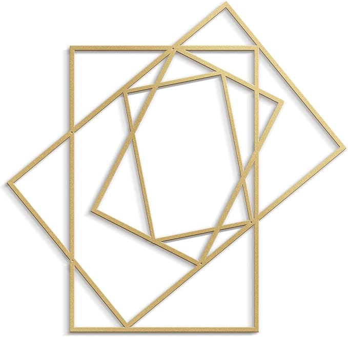 SIGNLEADER Metal Wall Decor Rectangles Composition Rectangles composition Minimalist Modern Luxury Wall Sculpture Hangings 3D Statue Home Decoration for Living Room, Bedroom, Bathroom, Kitchen, Fireplace, Office - 18" Gold