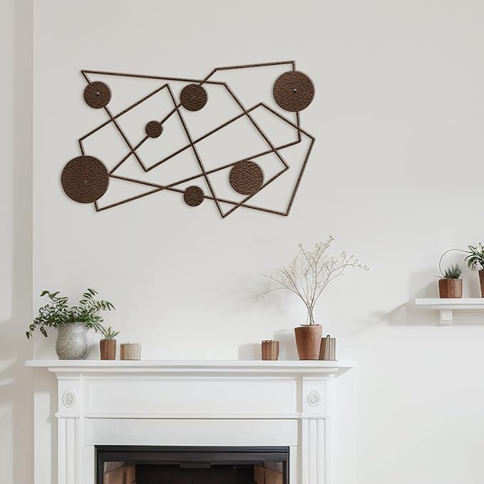SIGNLEADER Metal Wall Decor Picasso Lines Geometric Minimalist Modern Luxury Wall Sculpture Hangings 3D Statue Home Decoration for Living Room, Bedroom, Bathroom, Kitchen, Fireplace, Office - 24" Bronze