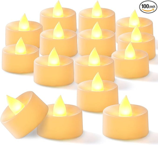 BEICHI Flameless Candles, 100Pack Battery Operated Candle, LED Tea Lights Candle Battery Operated, Flickering Fake Votives for Wedding Halloween Christmas Diwali- Warm Yellow