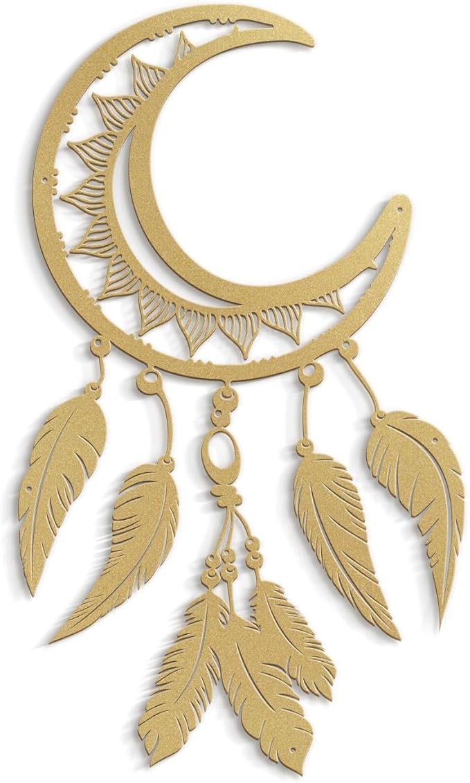 SIGNLEADER Metal Wall Art Decor Nordic Moon Phases Modern Abstract Wall Sculpture Hangings Home Decoration for Living Room, Bedroom, Bathroom, Kitchen, Outdoor - 18" Gold