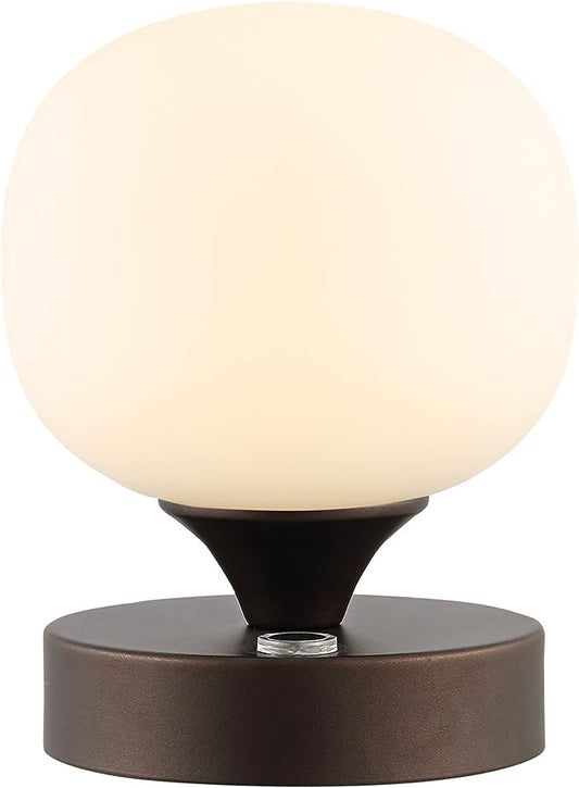 JONATHAN Y JYL7112A Owen 6.13" Bohemian Farmhouse Iron Rechargeable Integrated LED Table Lamp Contemporary Bedside Desk Lamp for Bedroom Living Room Office, Oil Rubbed Bronze/White
