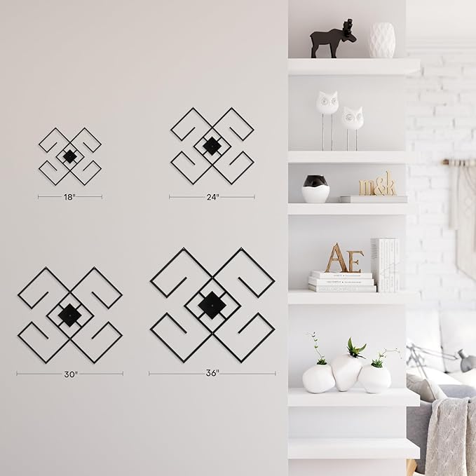 SIGNLEADER Metal Wall Decor Folk Symbol Minimalist Modern Luxury Wall Sculpture Hangings 3D Statue Home Decoration for Living Room, Bedroom, Bathroom, Kitchen, Fireplace, Office - 18" Black
