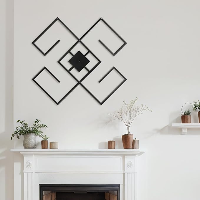 SIGNLEADER Metal Wall Decor Folk Symbol Minimalist Modern Luxury Wall Sculpture Hangings 3D Statue Home Decoration for Living Room, Bedroom, Bathroom, Kitchen, Fireplace, Office - 18" Black