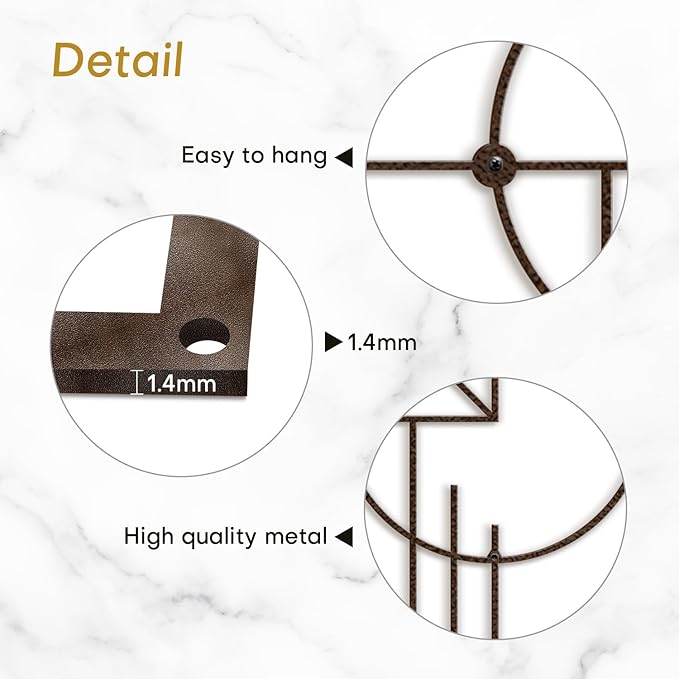 SIGNLEADER Metal Wall Decor Rectangle Circle Linear Minimalist Modern Luxury Wall Sculpture Hangings 3D Statue Home Decoration for Living Room, Bedroom, Bathroom, Kitchen, Fireplace, Office - 24" Bronze