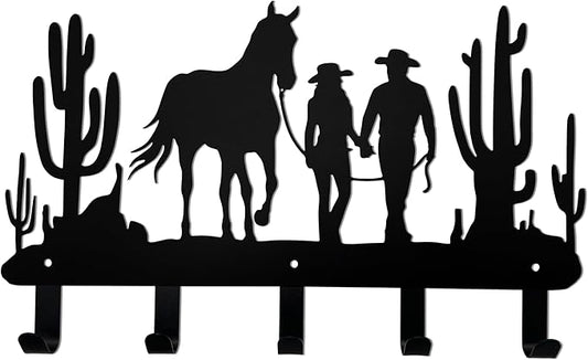 Ecqizer Cowboy Coat Hooks Wall Decor-Cowboy Hangers and Key Hooks Holder-Clothes Cowboy Hat Rack and Backpack Hanger-Cowboy Wall Art Decor for Storage, Living Room, Hallway, Bedroom…