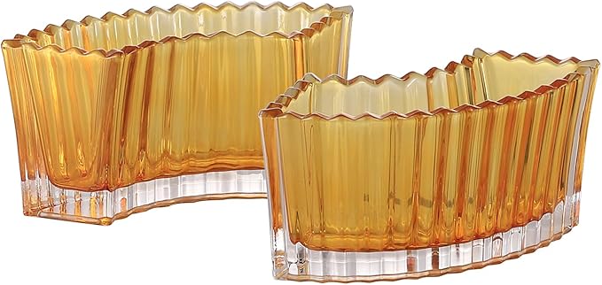 MCMCNCUIU Crystal Vases for Centerpieces, Flower Vases for Wedding Centerpieces, Amber Glass Vase for Flowers, Curve Small Vase for Living Room, Bedroom, Kitchen, Dining Table, Set of 2