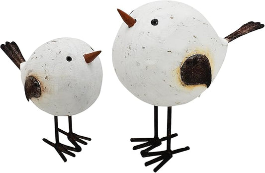 Aecipl Wood Bird Statue Standing Seagull Nautical Decor Coastal Birds Sculpture Indoor Outdoor Animal Figurine Beach Themed Decoration Rustic Home Art for Bedroom Garden (S + L)