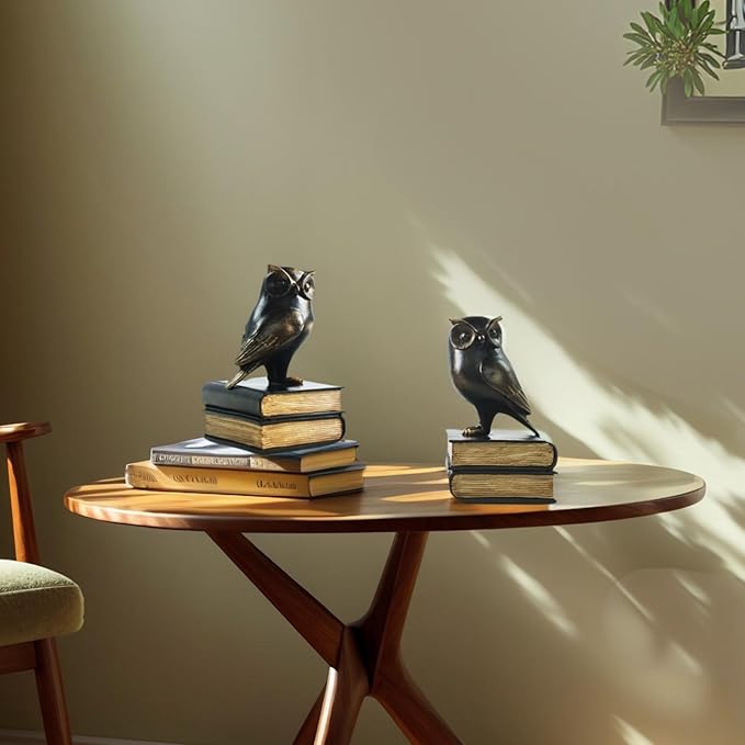 Dosker Book Ends for Shelves,Retro Owl Decorative Bookends,Cute Animal Book Holders for Kids Rooms,Offices and Bedrooms(Black)