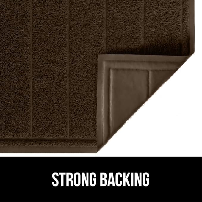 GORILLA GRIP Dirt Grabber Mesh Doormat, Low-Profile, Stain and Fade Resistant Heavy Duty Quick Dry Striped Doormats, Mats for Indoor or Outdoor Entry, Shoe Scraper, Garage Entrance Mat, 35x23, Brown