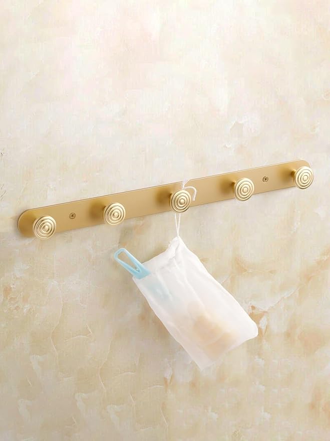 1 Pack Coat Rack Wall Mounted Gold Brass Towel Hooks for Bathrooms Wall Hooks for Hanging Coat Robe Hooks Kitchen Decorative Heavy Duty Zinc Alloy