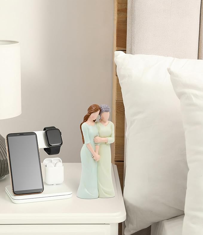 Mother Daughter Figurines,Gifts for Mom from Daughter,7.6" Mother and Daughter Hand Painted Figure