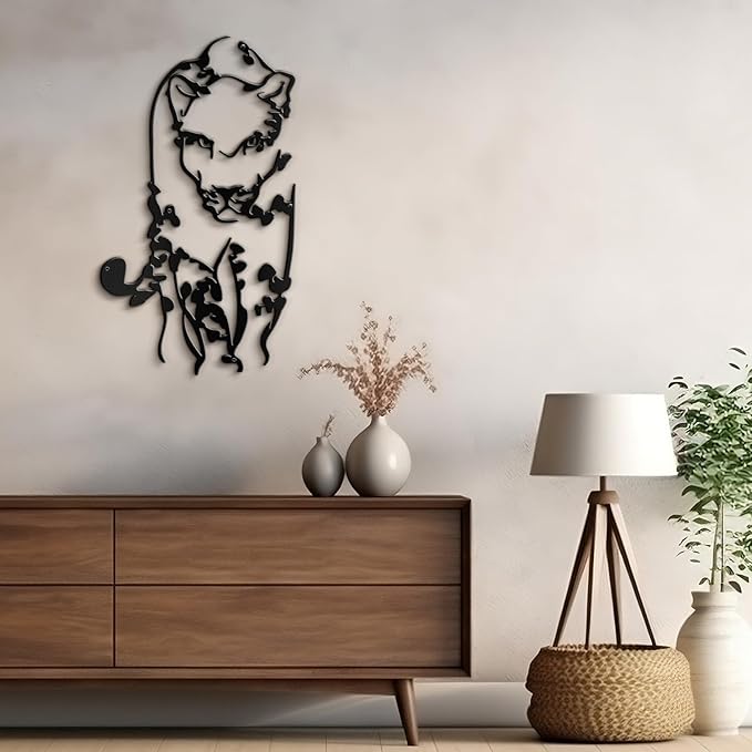 SIGNLEADER Metal Wall Art Decor Leopard Minimalist Modern Abstract Wall Sculpture Hangings Home Decoration for Living Room, Bedroom, Bathroom, Kitchen, Outdoor - 18" Black