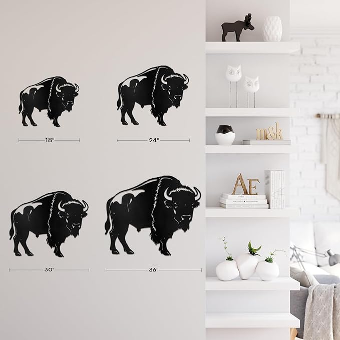 SIGNLEADER Metal Wall Art Decor Standing Bison Silhouette Minimalist Modern Abstract Wall Sculpture Hangings Home Decoration for Living Room, Bedroom, Bathroom, Kitchen, Outdoor - 18" Black
