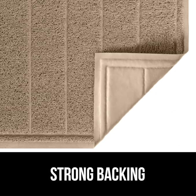 GORILLA GRIP Dirt Grabber Mesh Doormat, Low-Profile, Stain and Fade Resistant Heavy Duty Quick Dry Striped Doormats, Mats for Indoor or Outdoor Entry, Shoe Scraper, Garage Entrance Mat 35x23, Taupe
