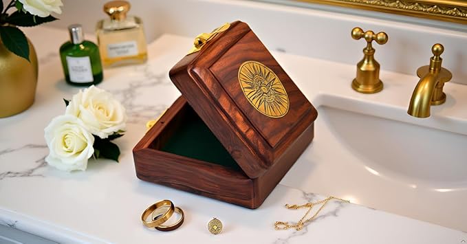 TA dizayn Antique 3" Indian Rosewood Keepsake Wooden Box -Decorative Vintage Storage Box - Antique