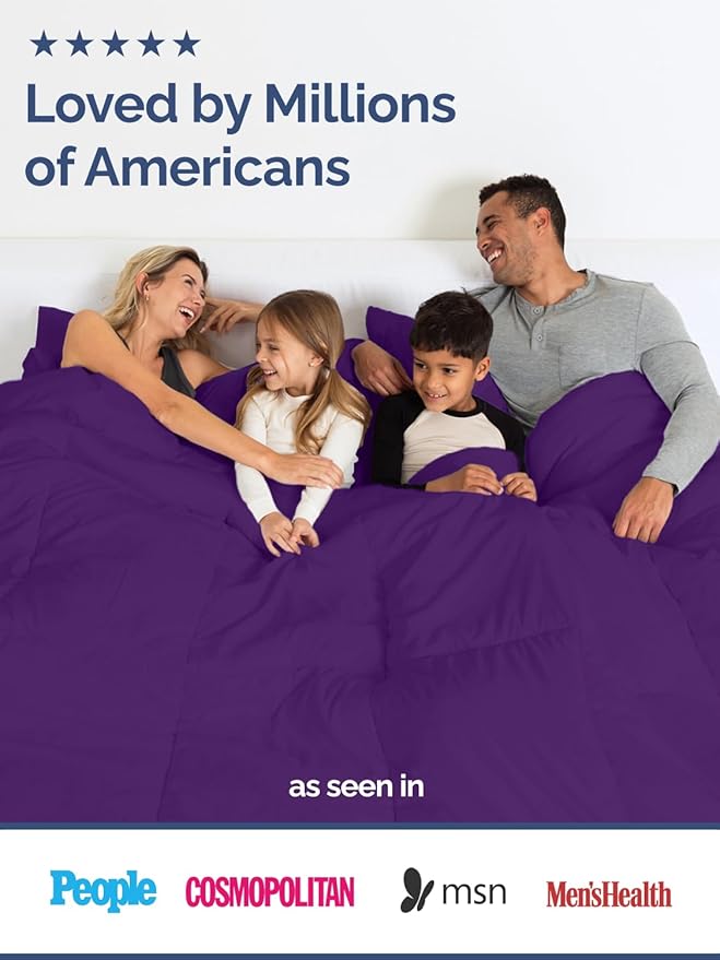 Queen Size, Purple & Lavender Reversible Alternative Down Comforter - Warm, Lightweight Breathable Hotel Quality Bedding Set - All Season Fluffy Oversized Cooling Microfiber Duvet Insert Comforter