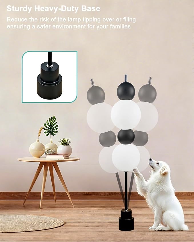 Lightdot Black Globe Floor Lamp with 3 Color Temperatures LED Bulbs,Dimmable Floor Lamps with Touch Switch,Unique Modern Standing Tall Lamp for Bedroom Living Room Home Office