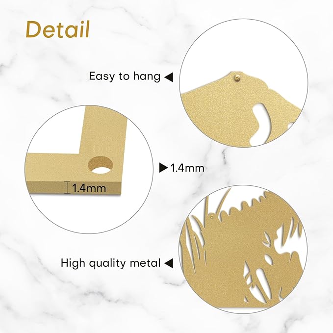 SIGNLEADER Metal Wall Art Decor T-Rex Breaking Out Minimalist Modern Abstract Wall Sculpture Hangings Home Decoration for Living Room, Bedroom, Bathroom, Kitchen - 18" Gold
