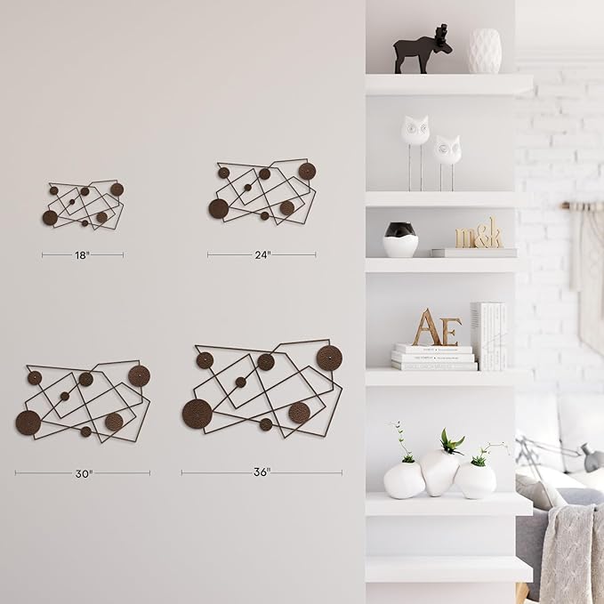 SIGNLEADER Metal Wall Decor Picasso Lines Geometric Minimalist Modern Luxury Wall Sculpture Hangings 3D Statue Home Decoration for Living Room, Bedroom, Bathroom, Kitchen, Fireplace, Office - 24" Bronze