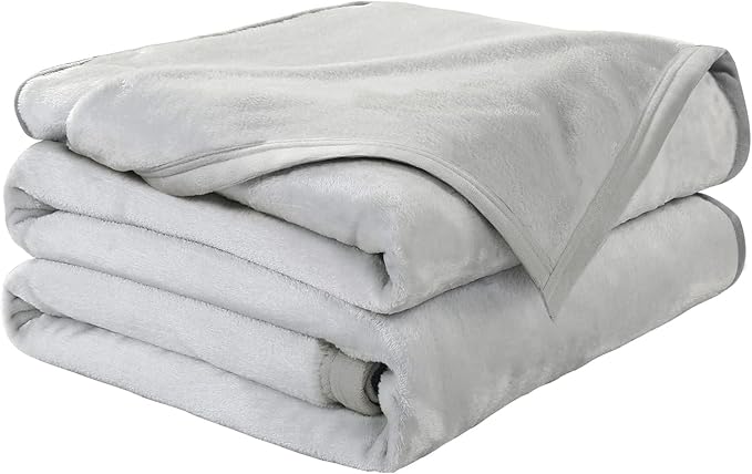 EASELAND Twin Size Blanket All Season Warm Fuzzy Microplush Lightweight Thermal Fleece Blankets,66x90 Inches,Silver Gray