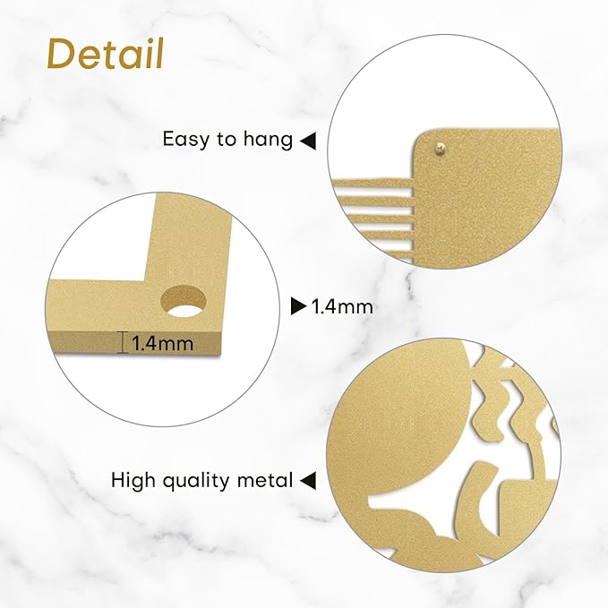 SIGNLEADER Metal Wall Decor Matisse Picasso Minimalist Modern Luxury Wall Sculpture Hangings 3D Statue Home Decoration for Living Room, Bedroom, Bathroom, Kitchen, Fireplace, Office - 24" Gold
