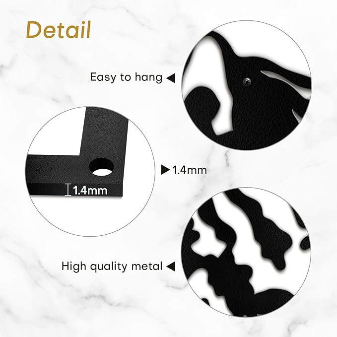 SIGNLEADER Metal Wall Art Decor Leopard Minimalist Modern Abstract Wall Sculpture Hangings Home Decoration for Living Room, Bedroom, Bathroom, Kitchen, Outdoor - 18" Black